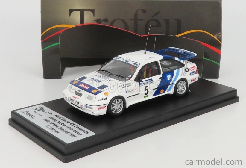 Trofeu Ford england Sierra Rs Cosworth N 5 Rally Nový Zéland 1989 J.mcrae - R.arthur 1:43 Biela Modrá