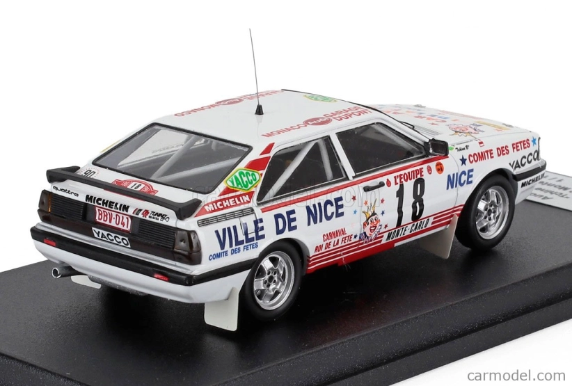 Trofeu Audi Quattro Coupe N 18 Rally Montecarlo 1987 Tchine - Gilles Thimonier 1:43 Bílá