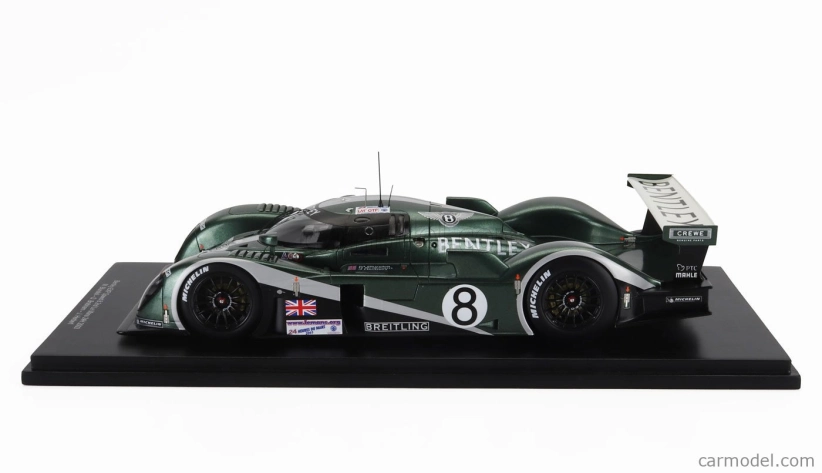 Spark-model Bentley Exp Speed 8 4.0l Turbo V8 Team Bentley N 8 2nd 24h Le Mans 2003 Johnny Herbert - David Brabham - Mark Blundell 1:18 Green Met