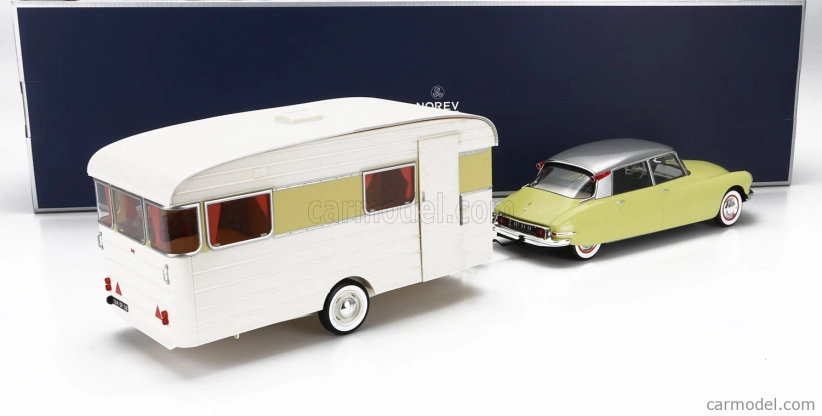 Norev Citroen Ds19 s Roulotte 1960 1:18 žltá biela