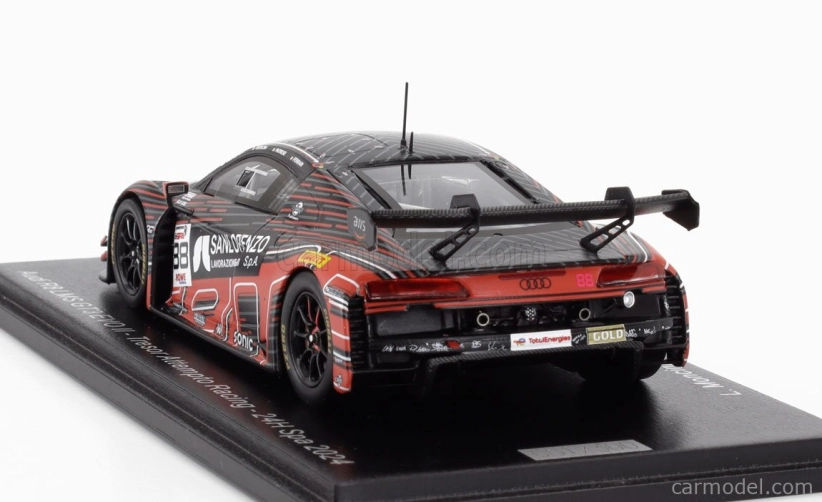 Spark model Audi R8 Lms Gt3 Evo Ii 5.2l V10 Team Tresor Attempto Racing N 88 24h Spa 2024 Leonardo Moncini - Lorenzo Patrese - Lorenzo Ferrari - Glenn Van Berlo 1:43 Grey Red