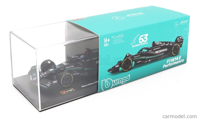 Bburago Mercedes gp F1 W14 Team Mercedes-amg Petronas F1 N 63 1:43, černá