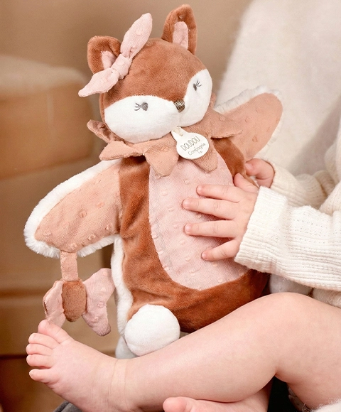 Doudou Plyšová maňuška líška Mina ružová 25 cm