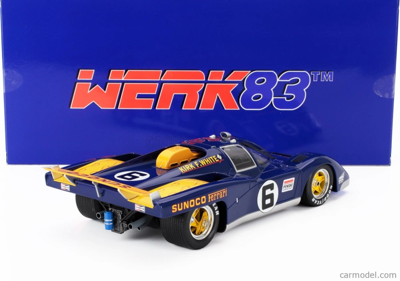 Werk83 Ferrari 512m 5.0l V12 Team Penske Sunoco N 6 3rd 24h Daytona 1971 Mark Donohue - David Hobbs 1:18 Modrá Žlutá