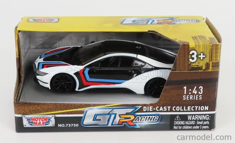 Motor-max BMW I8 Coupe Gt Racing 2018 1:43 Biela čierna modrá červená