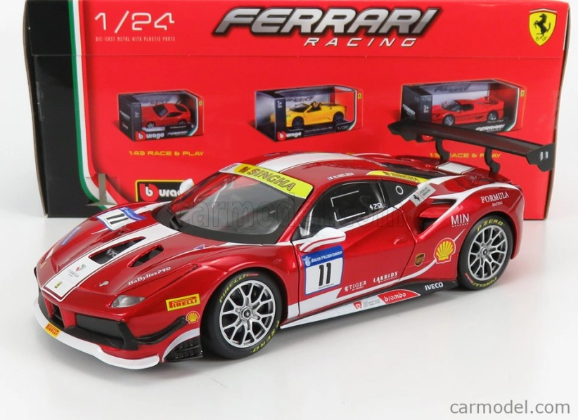 Bburago Ferrari 488 Challenge N 11 Racing 2017 1:24 Red Met