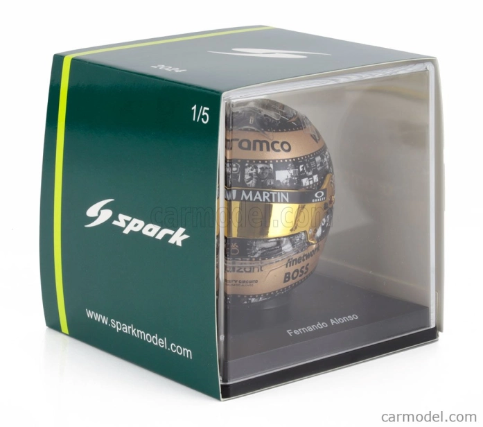 Spark-model Bell helmet Casco Helmet F1 Fernando Alonso Team Aston Martin Aramco Cognizant N 14 Mexico Gp 2024 1:5 Různé