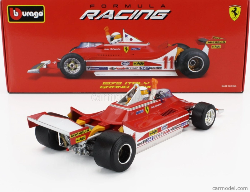 Bburago Ferrari F1  312t4 N 11 Winner Gp Monza Jody Scheckter (with Pilot Figure) 1979 World Champion 1:18 Red