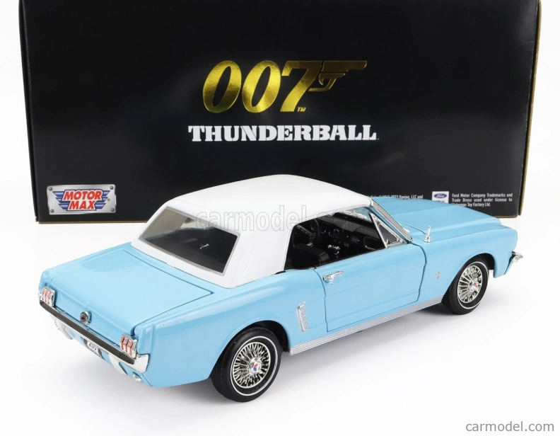 Motor-max Ford usa Mustang Convertible Spider 1967 - 007 James Bond - Thunderball - Operazione Tuono 1:18 Světle Modrá Bílá