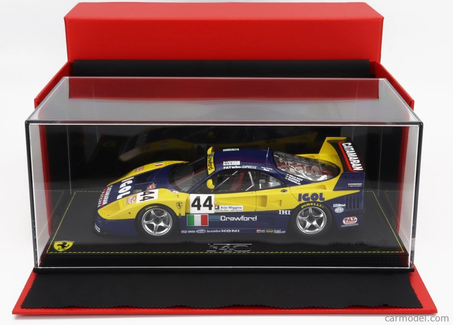 Bbr-models Ferrari F40 Gte 3.5l Turbo V8 Team Ennea Srl Igol N 44 24h Le Mans 1996 L.della Noce - A.olofsson - C.rosenblad 1:18 Žlto-modrá
