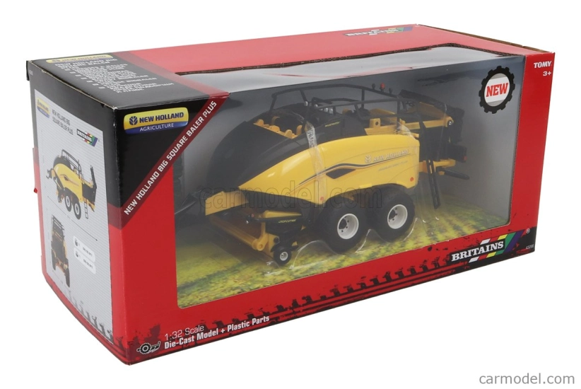 Britains New holland Trailer Veľký štvorcový lis Plus 1:32 žltý čierny
