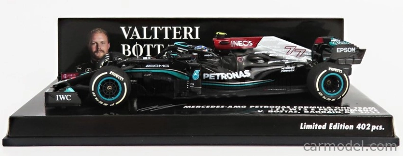 Minichamps Mercedes gp F1 W12 Mercedes M12 Eq Power+ Team Amg Petronas Motorsport Formula One N 77 3rd Bahrain Gp 2021 Valtteri Bottas 1:43 Black Green