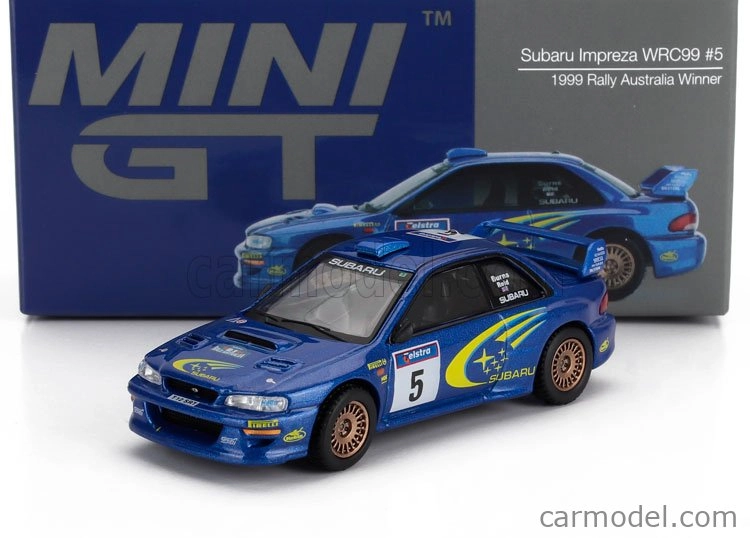 Mini-gt Subaru Impreza Wrc99 S5 N 5 Winner Rally Australia 1999 Richard Burns - Robert Reid 1:64 Blue