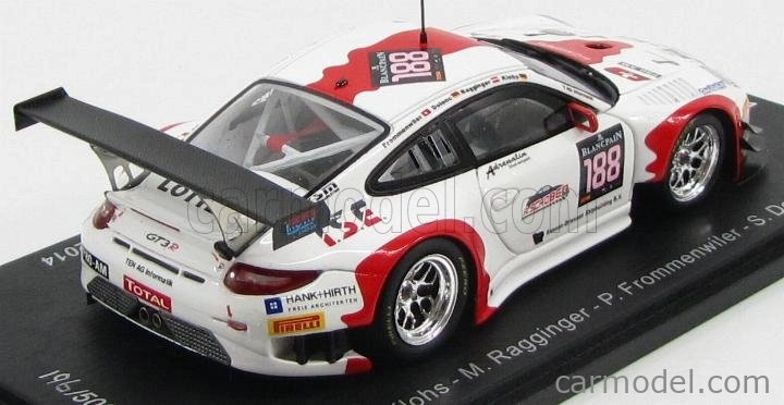 Spark-model Porsche 911 997-2 Gt3 R Team Fach Auto Tech N 188 24h Spa 2014 O.klohs - M.ragginger - P.frommenwiler - S.dolenc 1:43 Bílá Červená