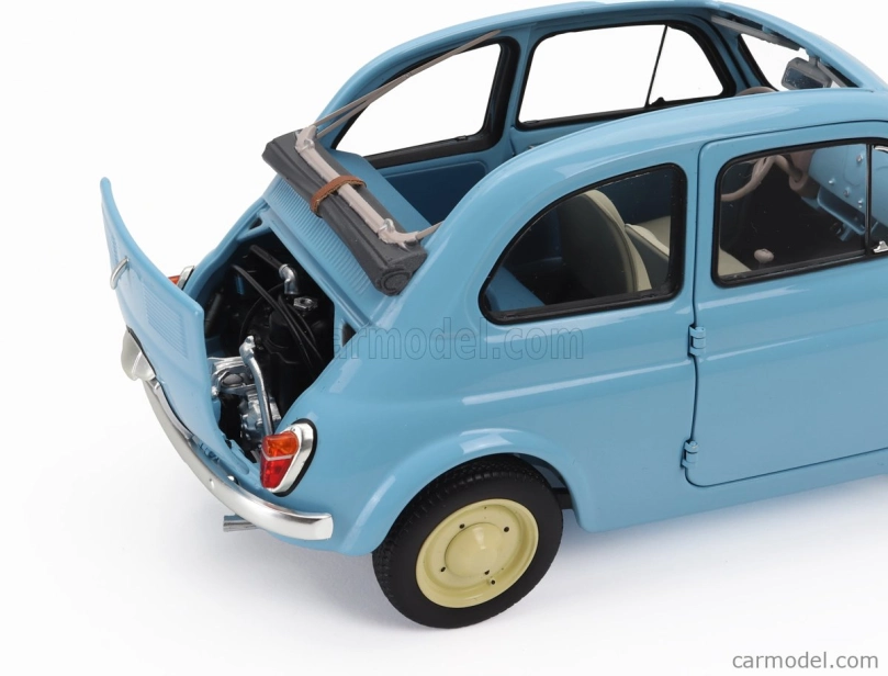 Kyosho Fiat 500 D Cabriolet Open 1960 1:18 Celeste Crociera - Světle Modrá
