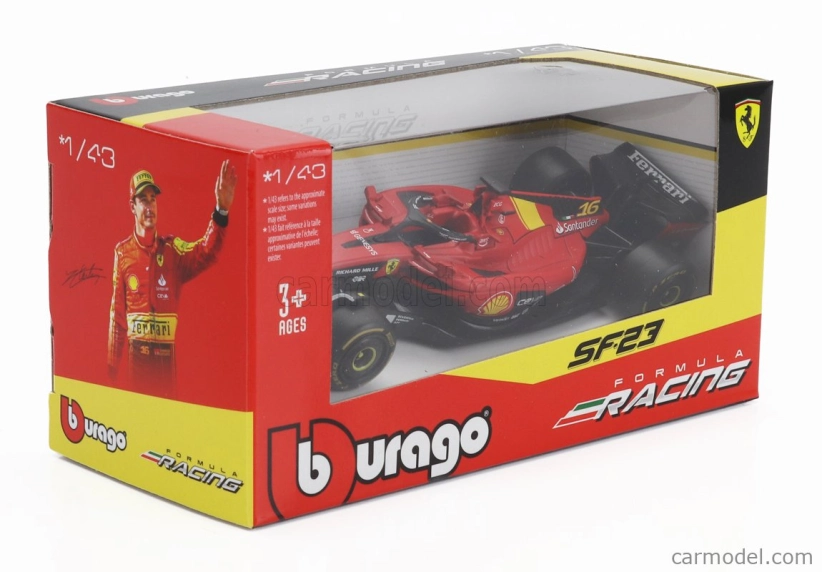 Bburago Ferrari F1 Sf-23 Team Scuderia Ferrari N 16 4th Monza Italy Gp 2023 Charles Leclerc 1:43 červená čierna žltá