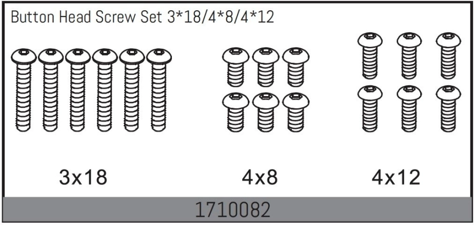 Button Head Screw Set 3*18/4*8/4*12