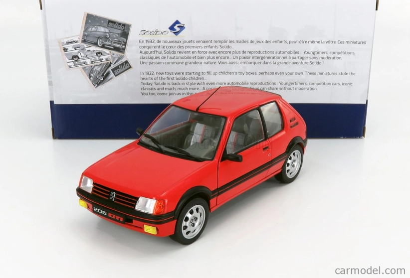 Solido Peugeot 205 1.9 Gti 1988 1:18 Červená
