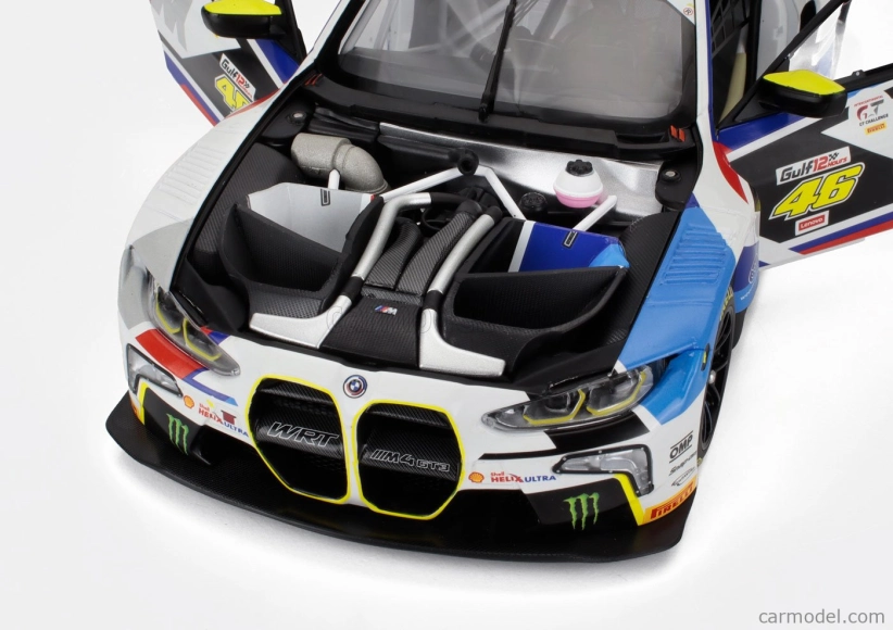 Minichamps BMW 4-series M4 Gt3 Team Wrt N 46 Gulf 12h Abu Dhabi 2023 Valentino Rossi - Nick Yelloy - Dries Vanthoor 1:18 Bílá Černá Modrá