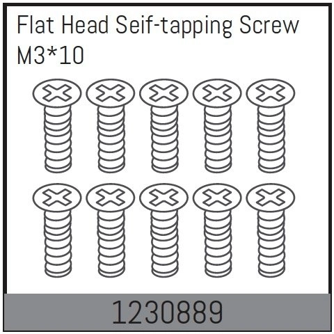 1230889 - M3*10 Flat Head Self-tapping Screw Set (10)