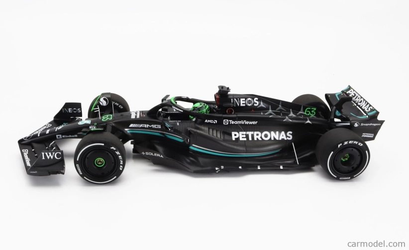 Minichamps Mercedes gp F1 W14 Team Mercedes-amg Petronas Formula One N 63 7th Bahrain Gp With Pit Board 2023 George Russell 1:18 Matt Black