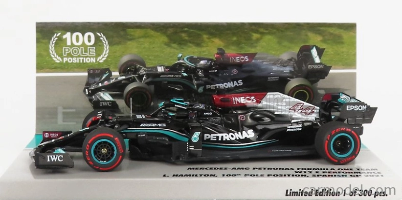 Minichamps Mercedes gp F1 W12 Mercedes M12 Eq Power+ Team Amg Petronas Motorsport Formula One N 44 100. Pole Position Winner Španielsko Gp 2021 Lewis Hamilton 1:43 Black Green