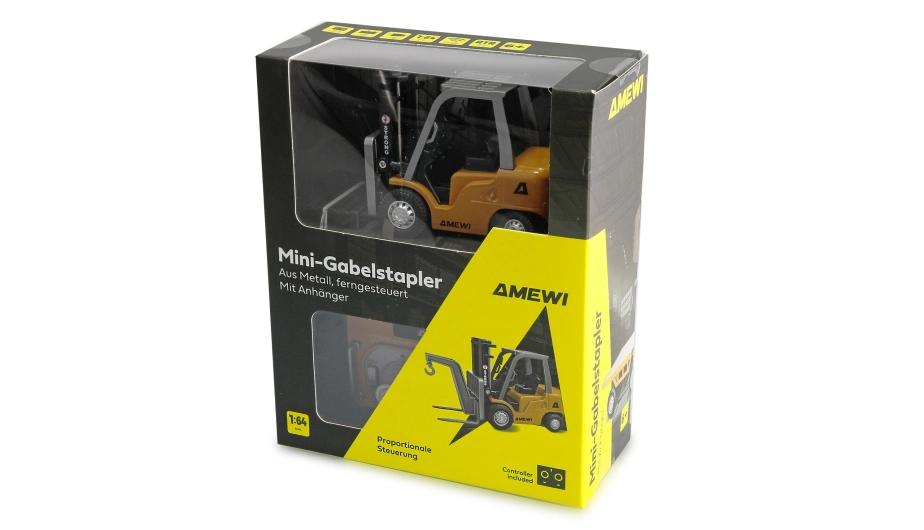 Mini kovový RC vysokozdvižný vozík s přívěsem, proporcionální 8kanálový 1:64 RTR