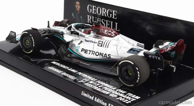 Minichamps Mercedes gp F1 W13e Team Mercedes-amg Petronas F1 N 63 3. Australian Gp 2022 George Russel 1:43 Strieborná zelená