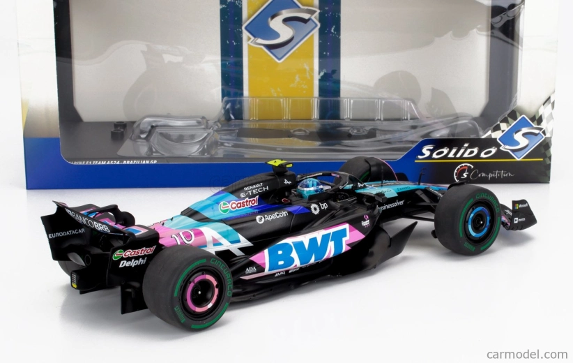 Solido Alpine F1  A524 Team Bwt Alpine N 10 Brazilian Gp 2024 Pierre Gasly 1:18 Černá Modrá Růžová
