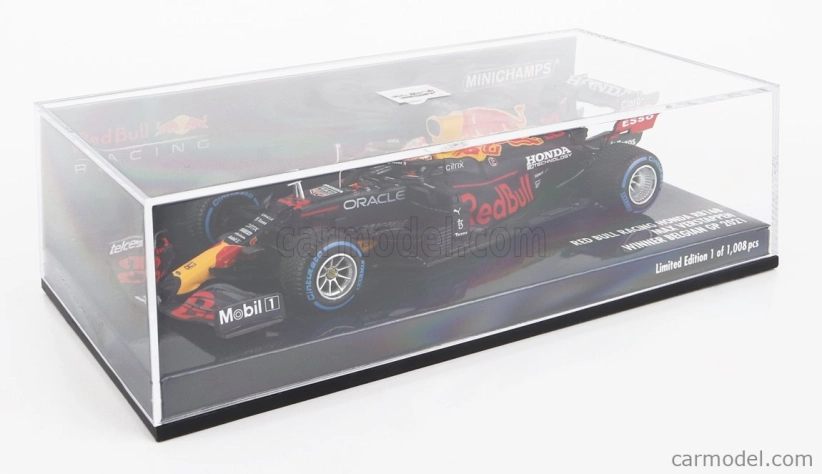 Minichamps Red bull F1 Rb16b Honda Ra620h Team Aston Martin N 33 Winner Belgium Gp 2021 Max Verstappen 1:43 Matná modrá žltá červená