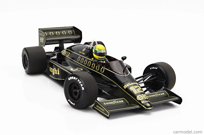 Minichamps Lotus F1 98t Renault Turbo N 12 Sezóna Špinavá verzia 1986 Ayrton Senna 1:18 Čierne zlato