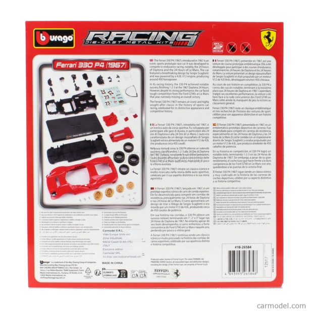 Bburago Ferrari 330 P3 4.0l V12 Spider Team Ferrari Spa Sefac N 23 Winner 24h Daytona 1967 Lorenzo Bandini – Chris Amon 1:24 Red