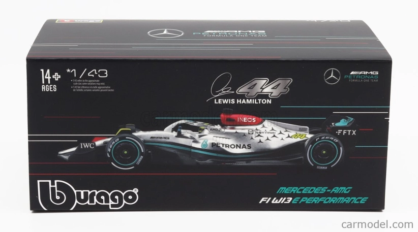 Bburago Mercedes gp F1 W13e Team Mercedes-amg Petronas F1 N 44 1:43, stříbrná