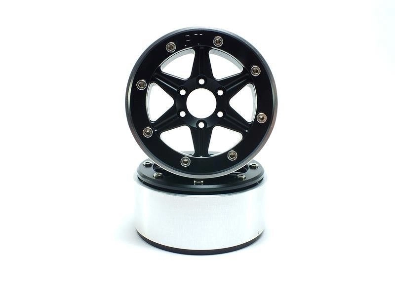Kovové Beadlock CNC disky Absima Metsafil 1.9 SixStar Black/Black 2 ks