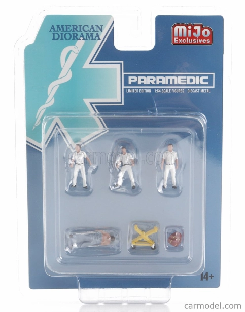 American diorama Figures Set 4x Man Paramedic - Ambulance - Ambulanza 1:64 Bílá