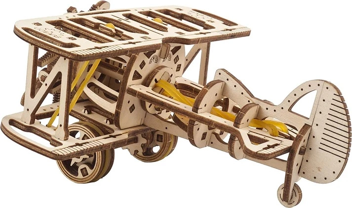 Ugears 3D dřevěná mechanická skládačka Mini dvojplošník