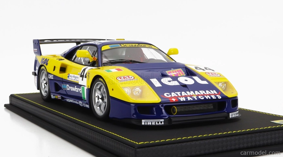 Bbr-models Ferrari F40 Gte 3.5l Turbo V8 Team Ennea Srl Igol N 44 24h Le Mans 1996 L.della Noce - A.olofsson - C.rosenblad 1:18 Žlto-modrá