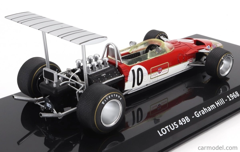 Edicola Lotus F1 Type 49b N 10 World Champion Season 1968 Graham Hill - Con Vetrina - With Showcase 1:24 Červená Bílá Zlatá