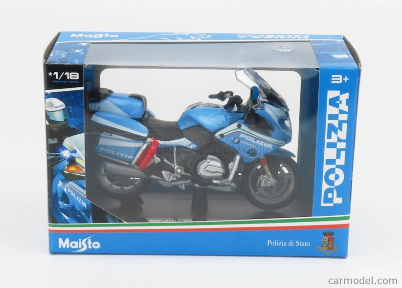 Maisto BMW R1200rt Polizia Stradale 2005 1:18 svetlomodro-biela