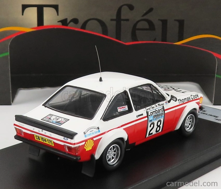Trofeu Ford england Escort Mkii N 28 Rally Rac Lombard 1980 S.van Der Merwe - F.boshoff 1:43 Biela červená