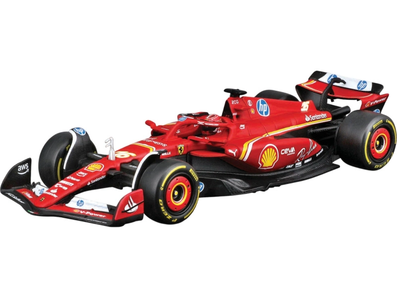 Bburago Ferrari F1 Sf-24 Team Scuderia Ferrari N 16 4th Emilia Romagna Imola Gp 2024 Charles Leclerc - With Pilot And Showcase 1:43 Červená Černá