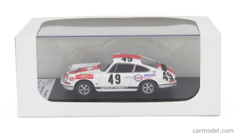Trofeu Porsche 911 Coupe N 49 2nd 24h Spa Francorchamps 1969 Claude Haldi - Jean Cheneviere 1:43 Bílá Červená