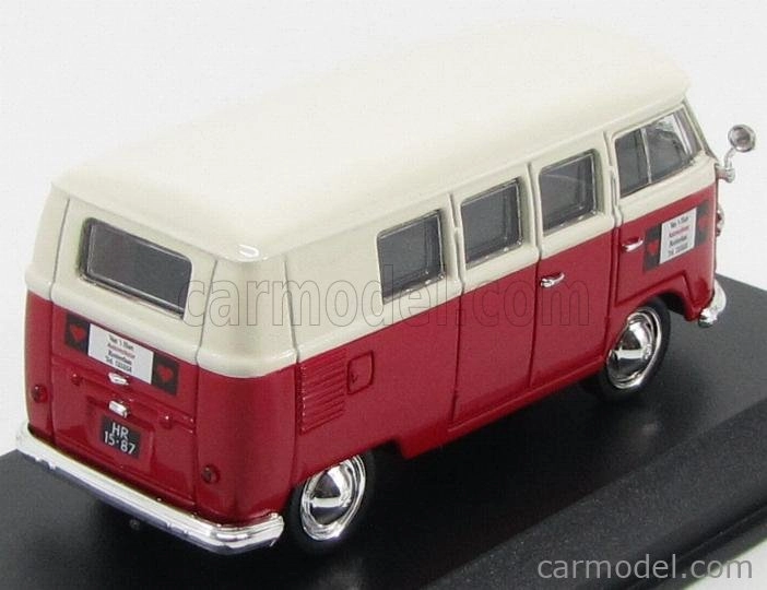 Norev Volkswagen T1 Minibus Autoverhuur Rotterdam 1958 1:43 Červená Bílá