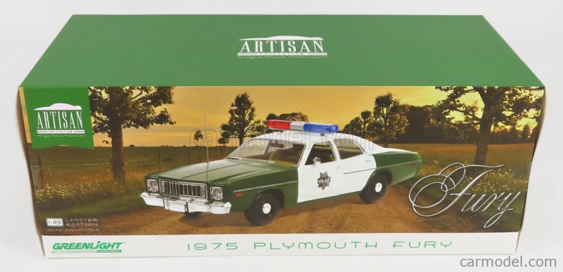 Greenlight Plymouth Fury Hazzard Police 1975 1:18 Zelená Bílá
