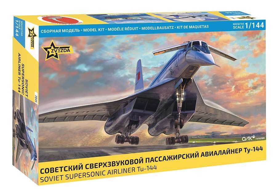 Zvezda Tupolev Tu-144 Soviet Supersonic Military Airliner 1968 1:144 /