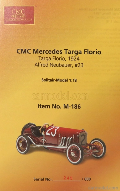Cmc Mercedes benz 2000 Spider N 23. Targa Florio 1924 A.neubauer 1:18 Bordeaux