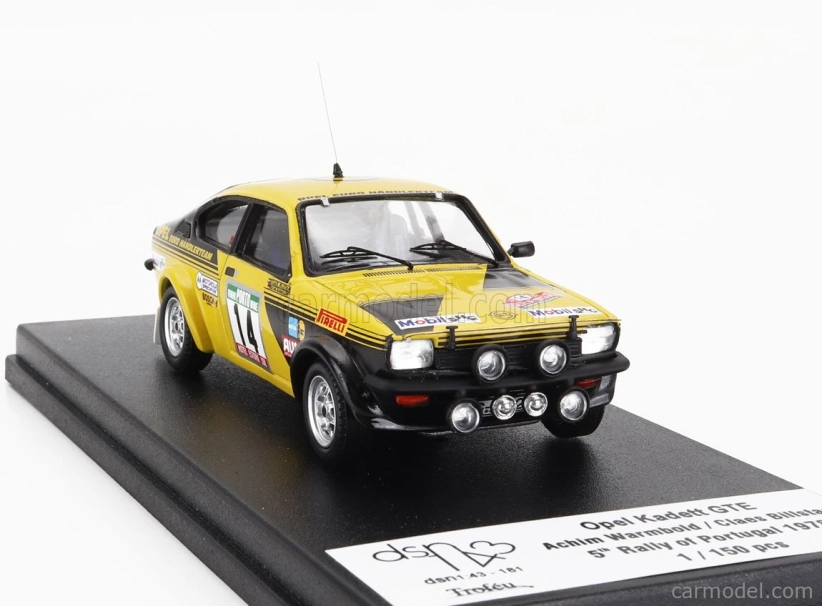 Trofeu Opel Kadett Gte (nočná verzia) N 14 Rally Portugal 1978 Achim Warmbold - Claes Billstam 1:43 Žltá čierna