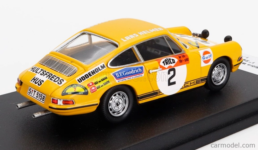 Trofeu Porsche 911s Coupe (nočná verzia) N 2 Winner Rally Swedish 1970 Bjorn Waldegaard - Lars Helmer 1:43 Žltá