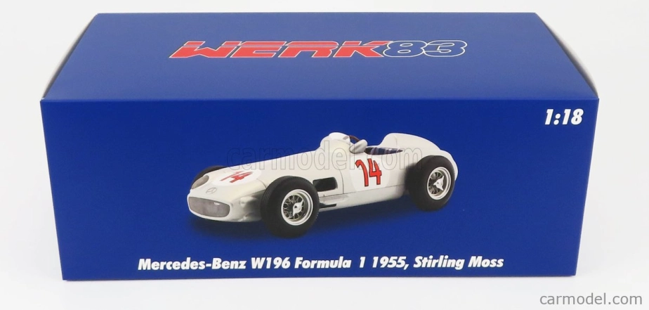 Werk83 Mercedes benz F1 W196 N 14 2nd Belgium Gp 1955 Stirling Moss 1:18 Silver