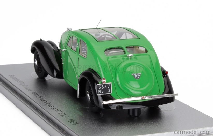 Kess-model Bugatti 57c S/n.57335 Coupe Aerodynamique Panoramic Roof 1938 1:43 Green Black